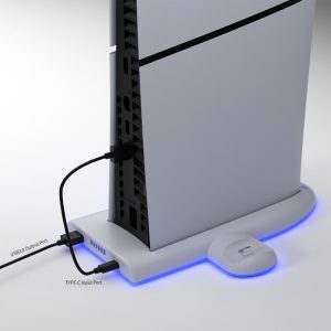 Fan stand and RGB charger with white PS5