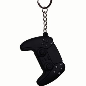 Ps5 handle design silicone keychain - black