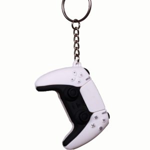 Ps5 handle design silicone keychain - white