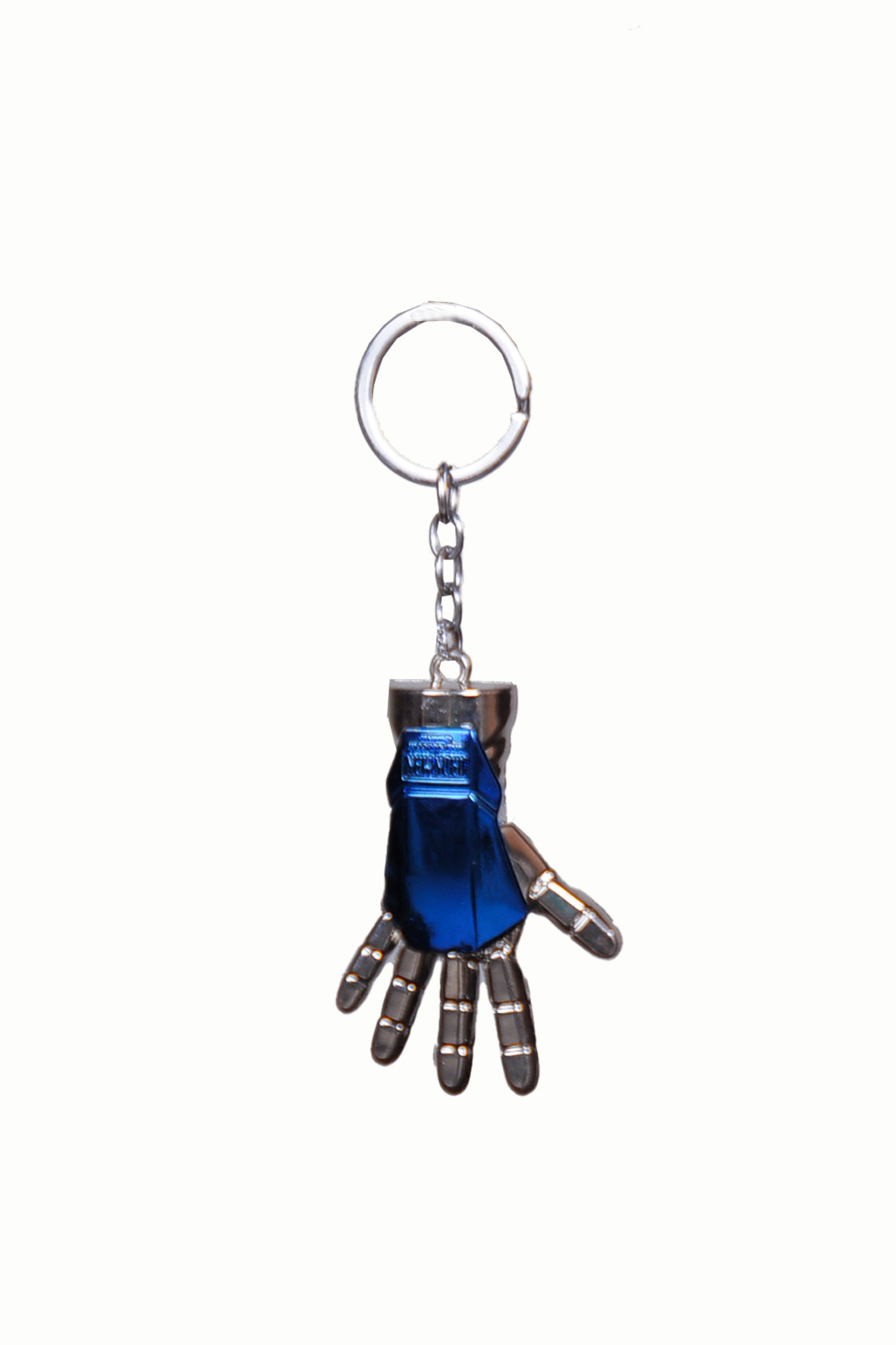 Original key chain - silver, blue Ironman design